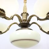 Lustre Art nouveau en laiton et verre, 1910s