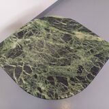 Vintage square coffee table with 2 green marble and smoked glass tops