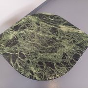 Vintage square coffee table with 2 green marble and smoked glass tops