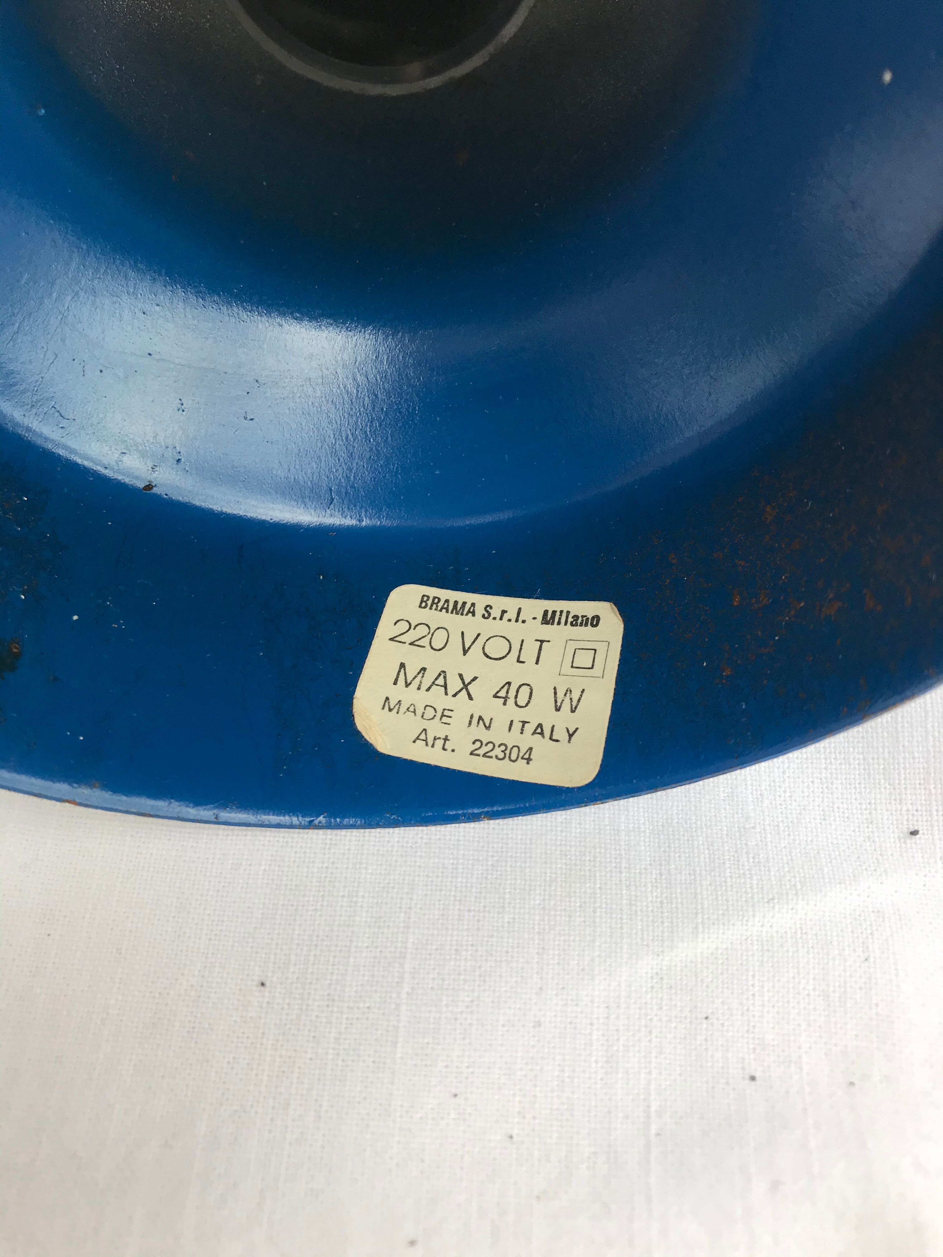 Office lamp Brama blue metal bras flexible black 70s italy vintage