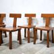 Vintage brutalist wooden T chair