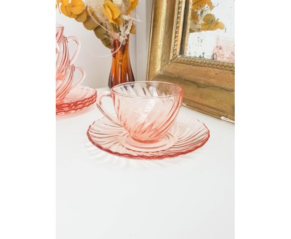 Lot Of 4 Cups Pink Depression Glass Breakfast Subcups Rosaline Arcoroc Luminarc Selency Lot Of 4 Cups Pink Depression Glass Breakfast Subcups Rosaline Arcoroc Luminarc Selency