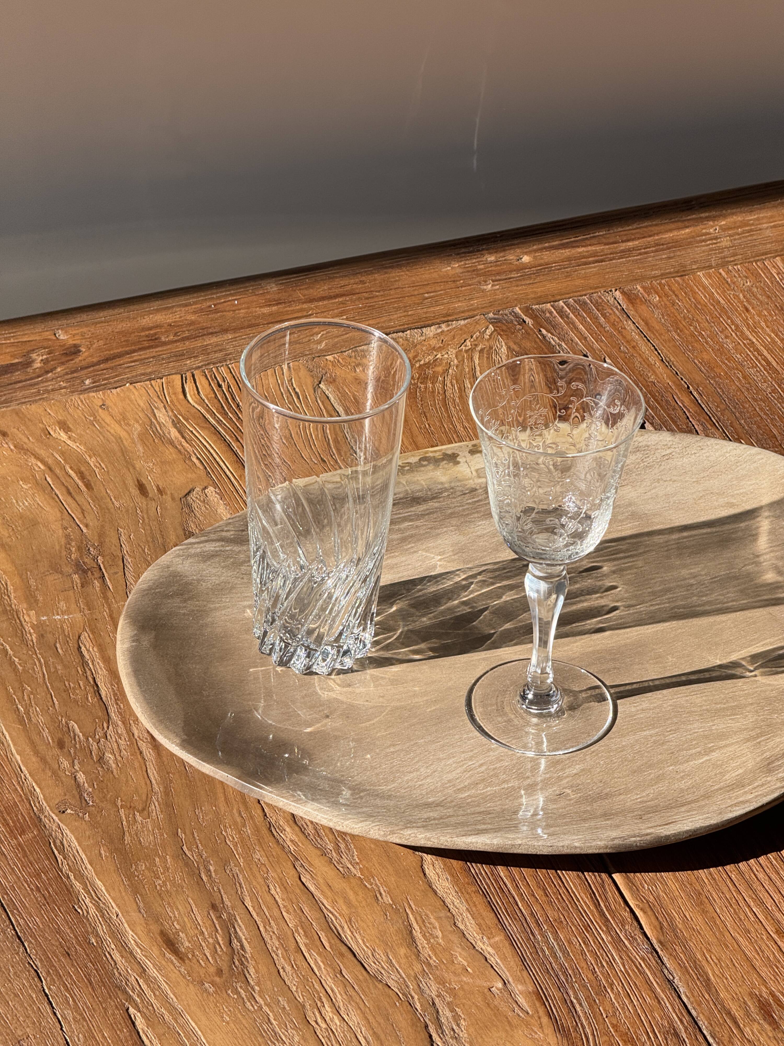 Large oval beige petrified wood dish or bowl D36x28 -3783