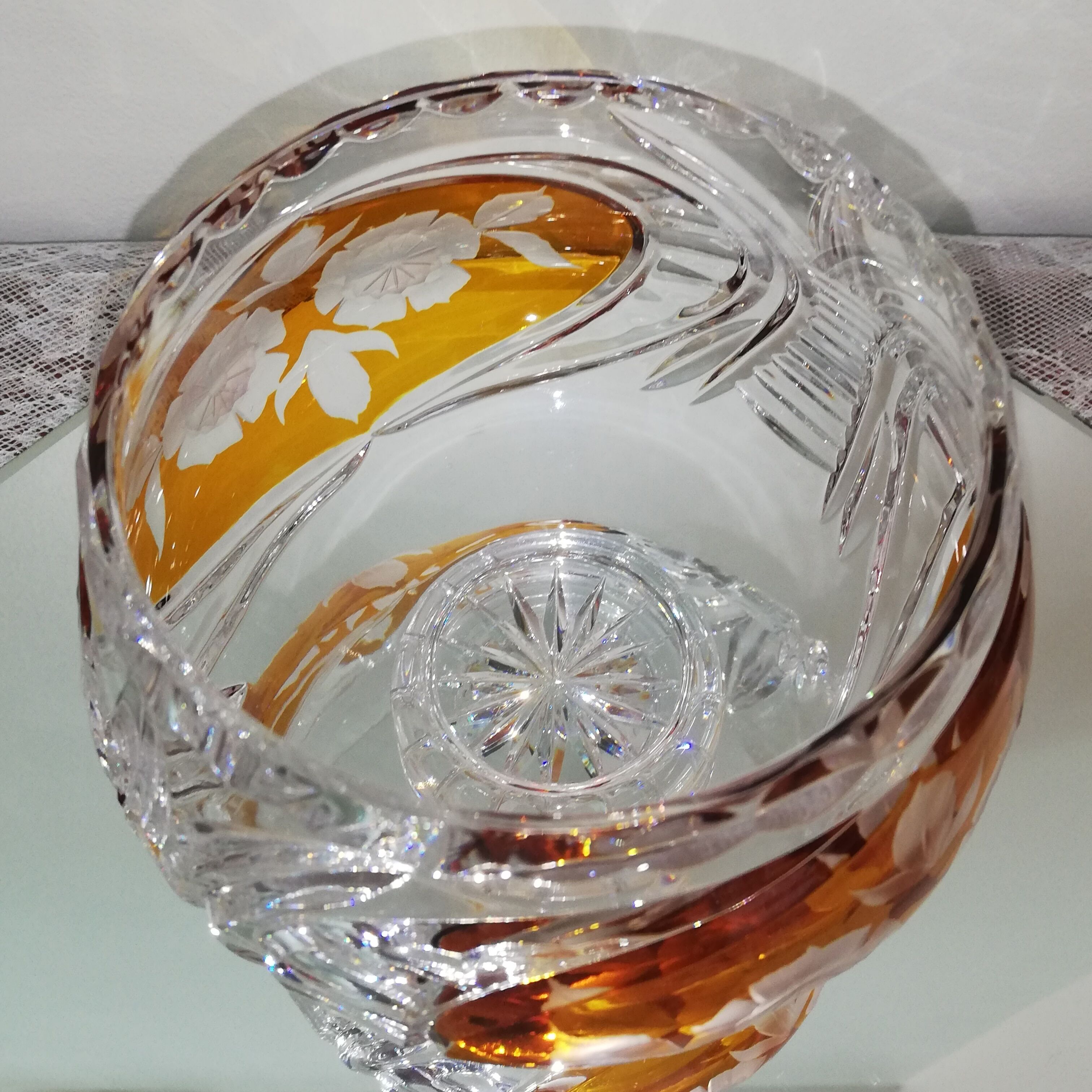 Cut and chiseled Bohemian crystal cup