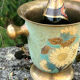 Cloisonne Brass champagne bucket with sunflower relief decoration