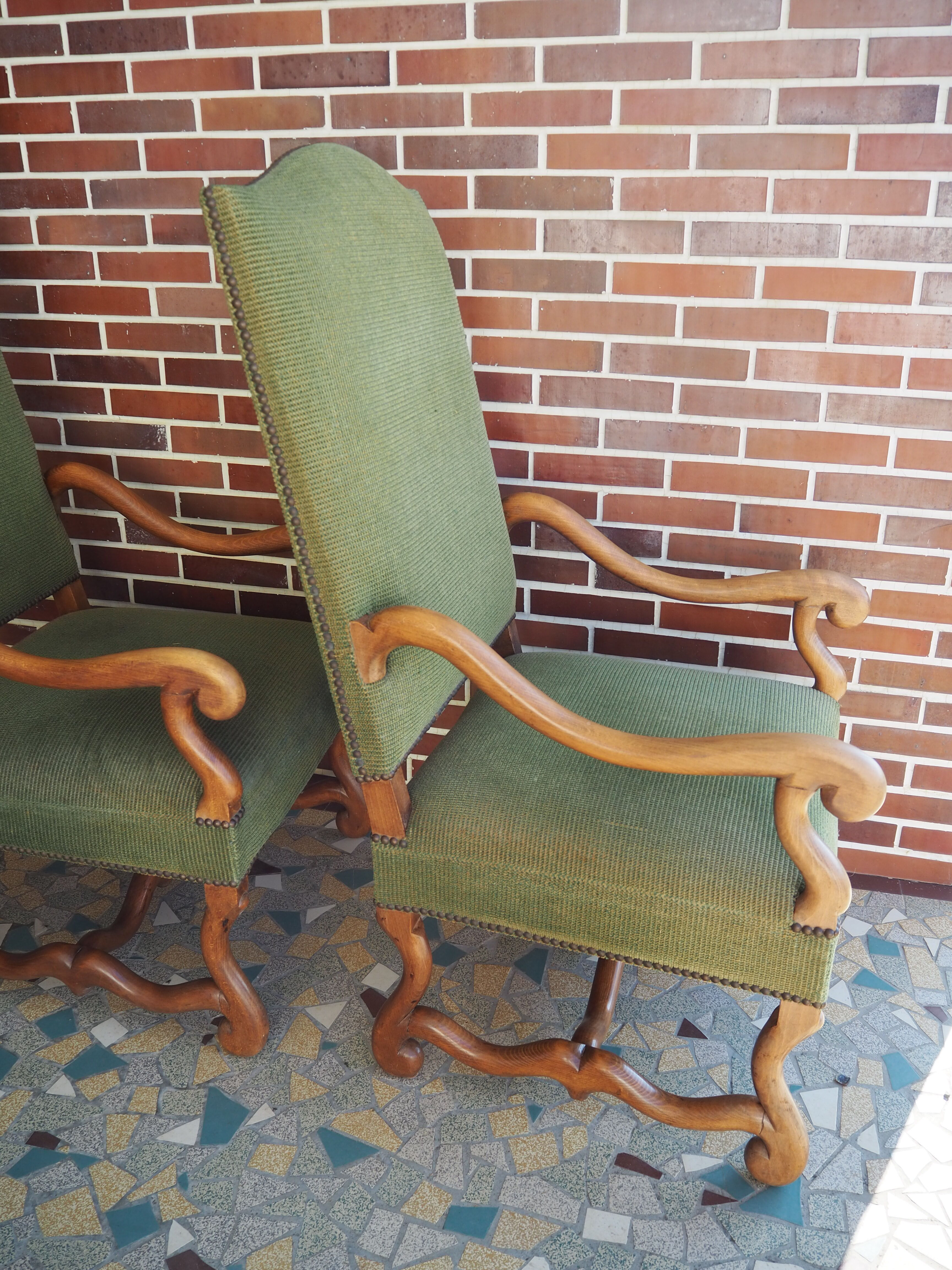 A pair of Louis XIII-style sheep bones armchairs