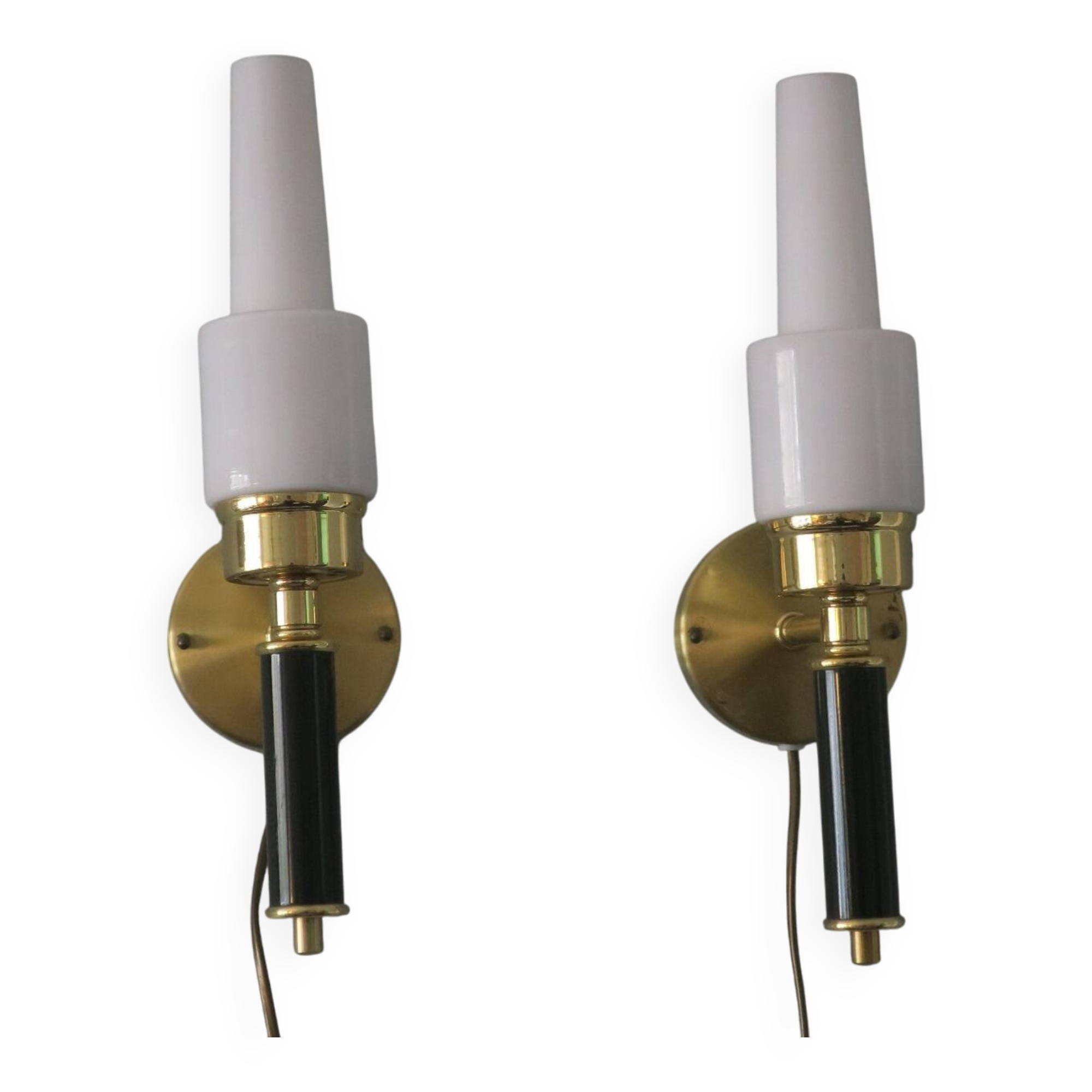 Pair of vintage Swedish brass wall lights by C E Fors for Ewa Varnamo