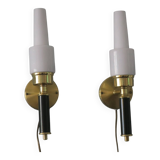 Pair of vintage Swedish brass wall lights by C E Fors for Ewa Varnamo