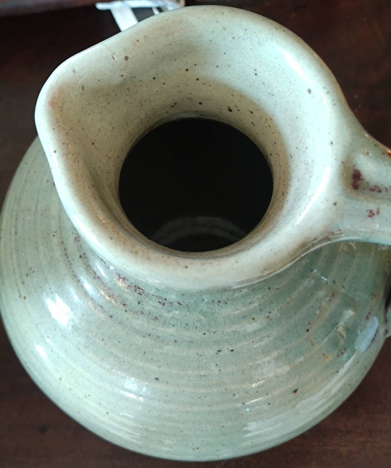 Old small glazed ceramic pottery pitcher