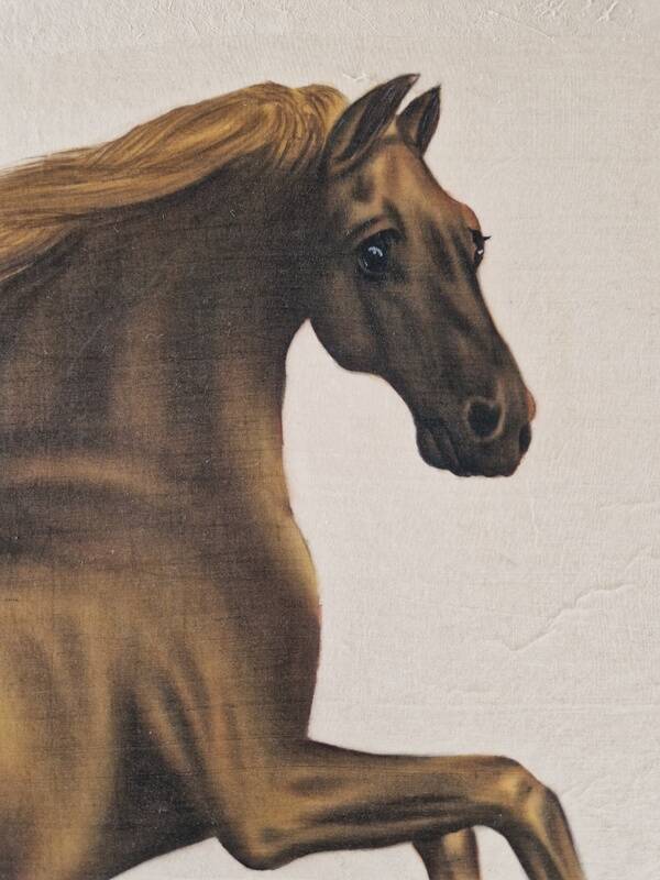 La Roche Laffitte (Born in 1943) - Watercolour drawing on fabric - Horse