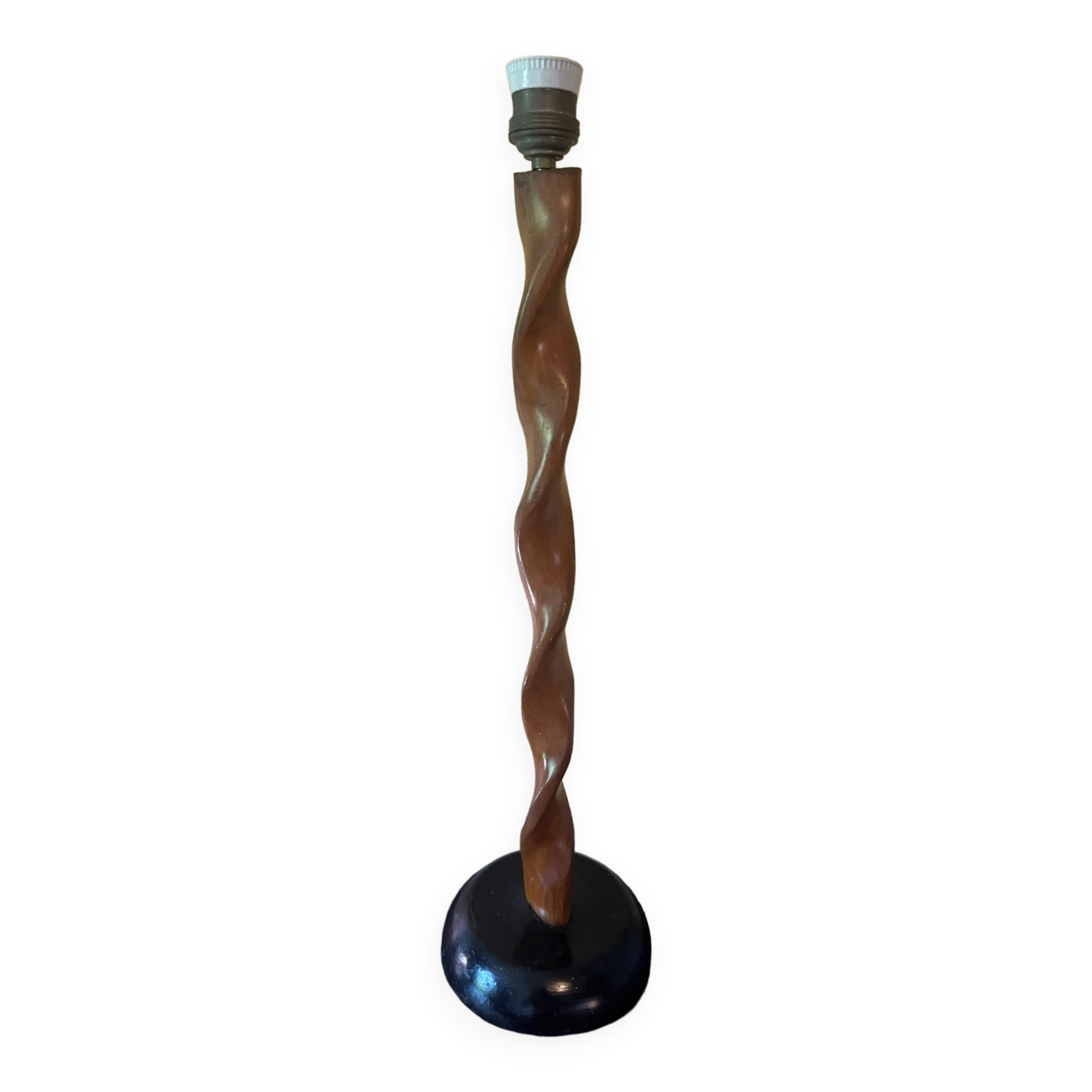 Pied de lampe torsadé en bois