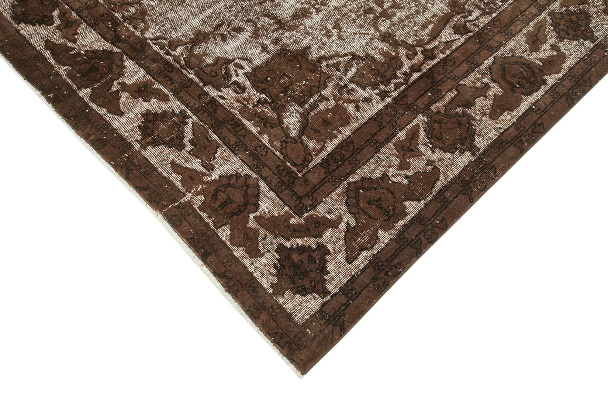 Hand-knotted hi-low pile oriental 1980s 203 cm x 303 cm brown rug