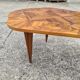 Vintage art deco coffee table with geometric marquetry