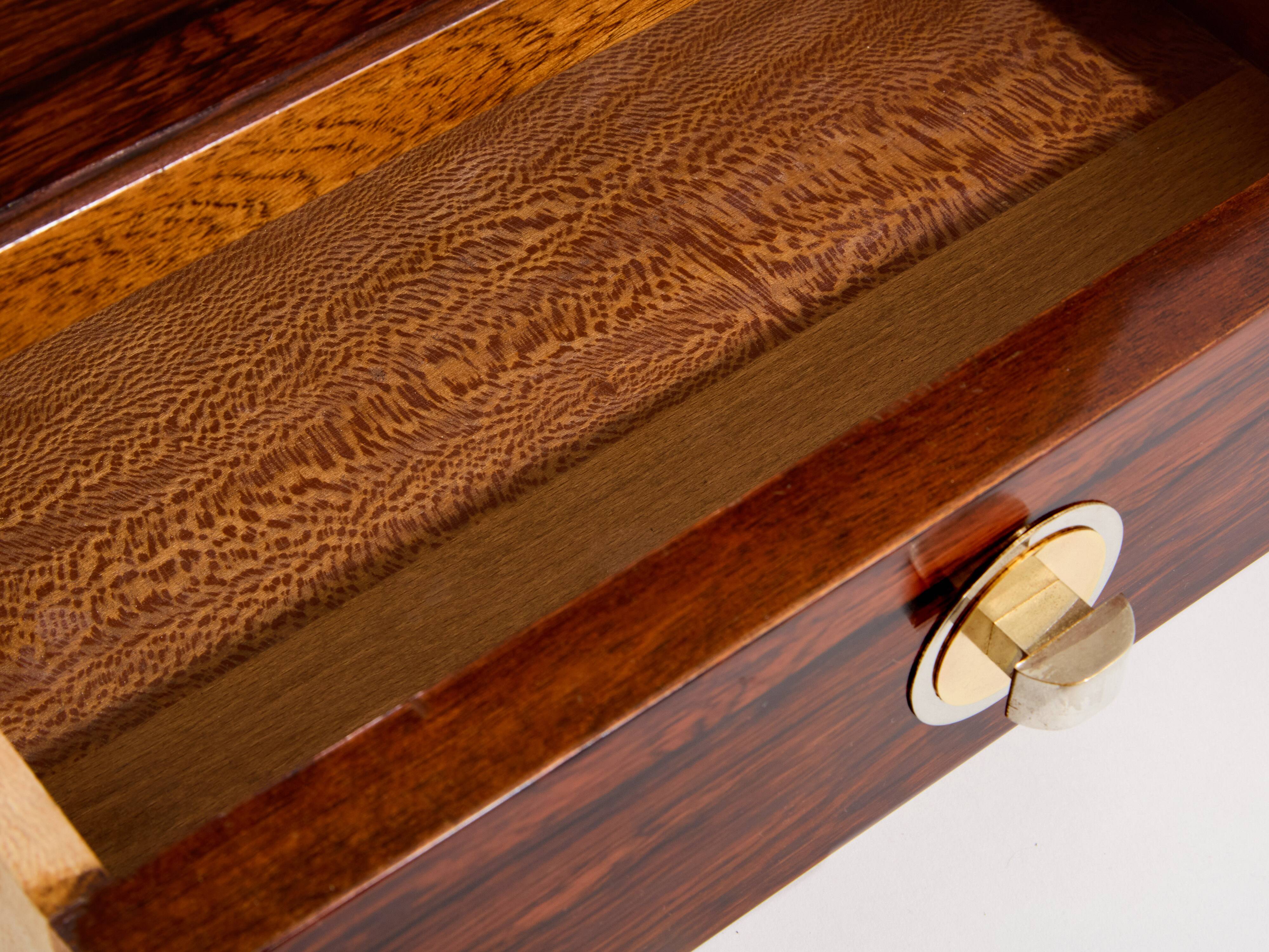 Art Deco Modernist Rosewood Brass Sewing Cabinet circa 1940