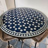 Table ronde en Zellige bleu