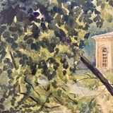 Aquarelle paysage vintage