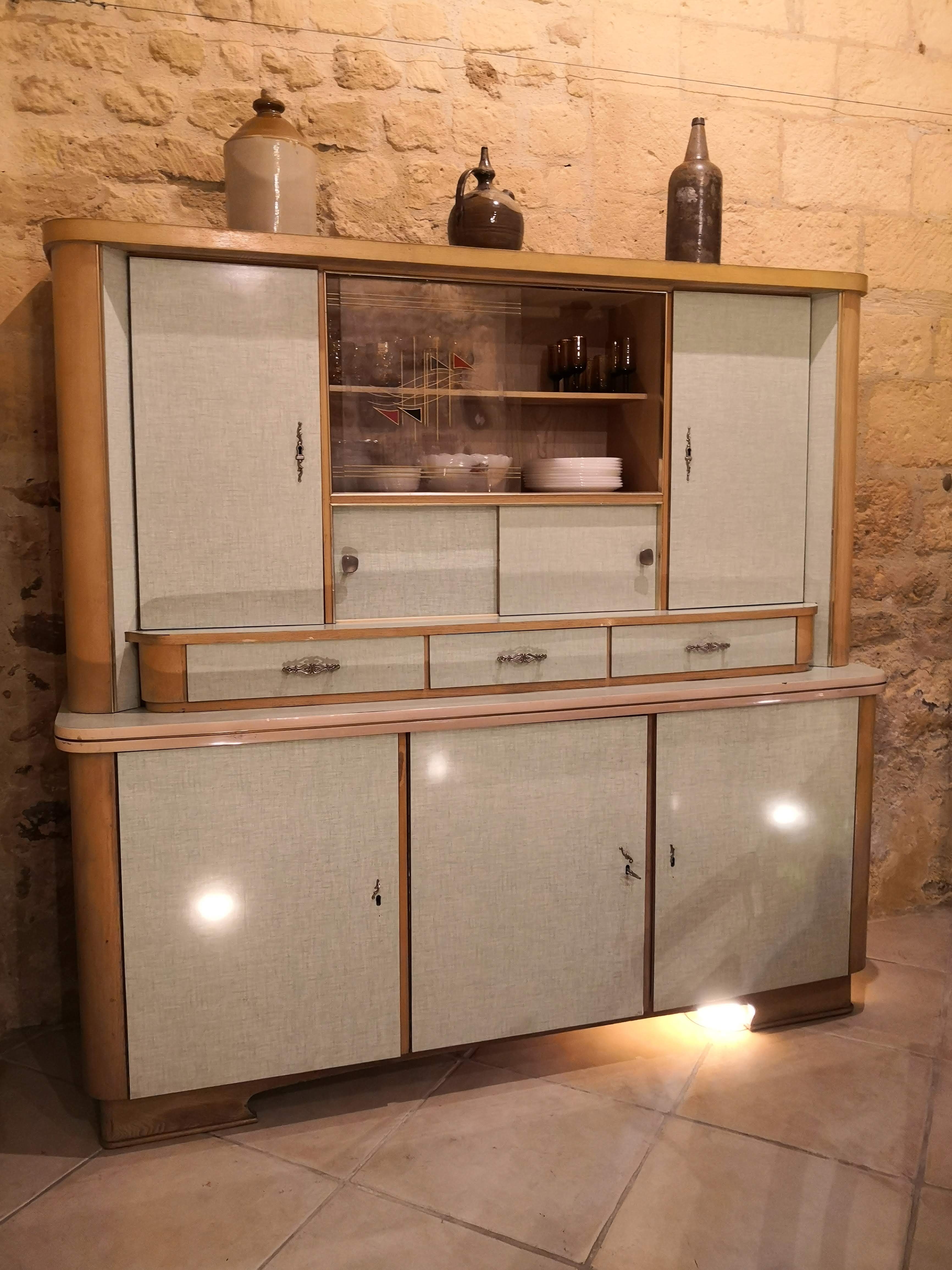 Vintage buffet in formica 1962 pale green