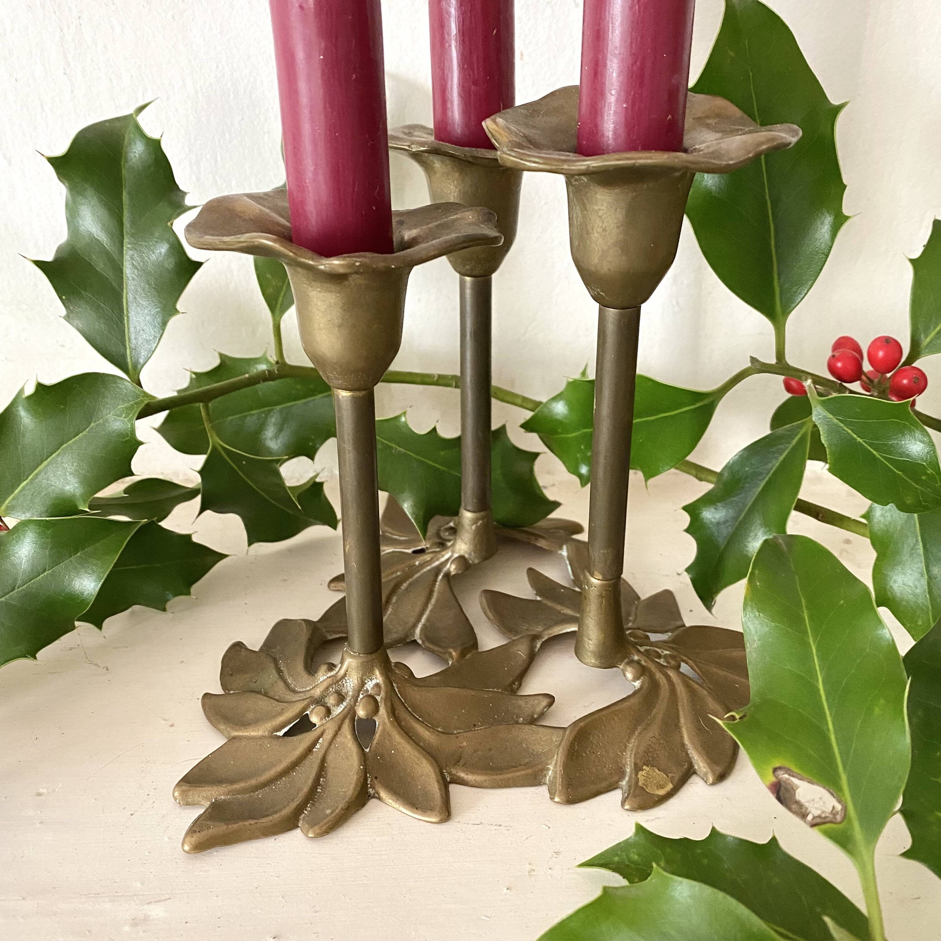 Floral Brass Candle Holder