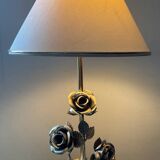 Vintage Franco Italy lamp with silver and gold metal flowers