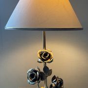 Vintage Franco Italy lamp with silver and gold metal flowers