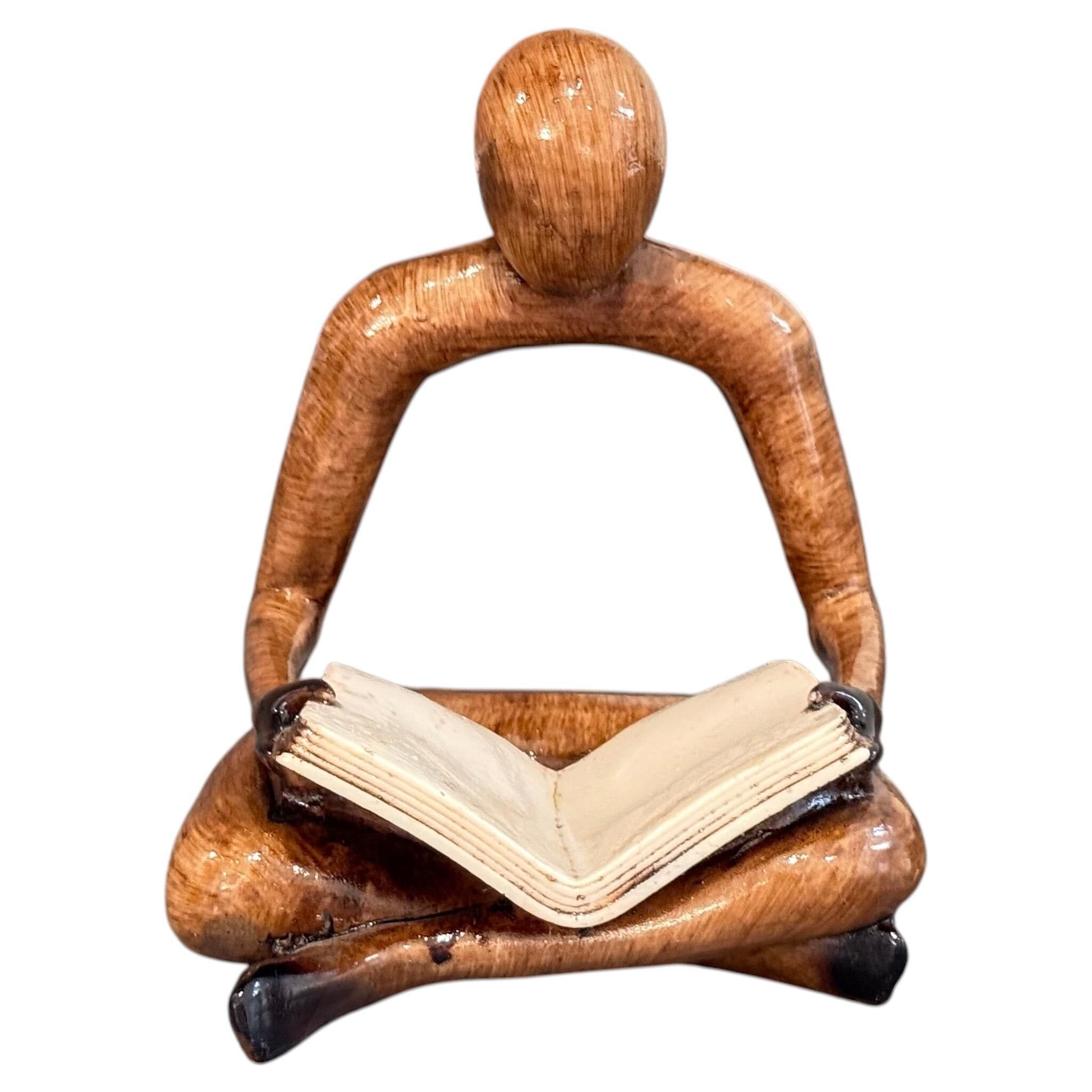 Carving Wooden Sculptures Book End, Decorative Figurine of Book Holder