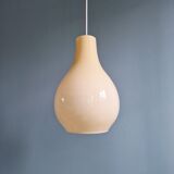 Scandinavian bulbous pendant light in yellow opaline, 1960.