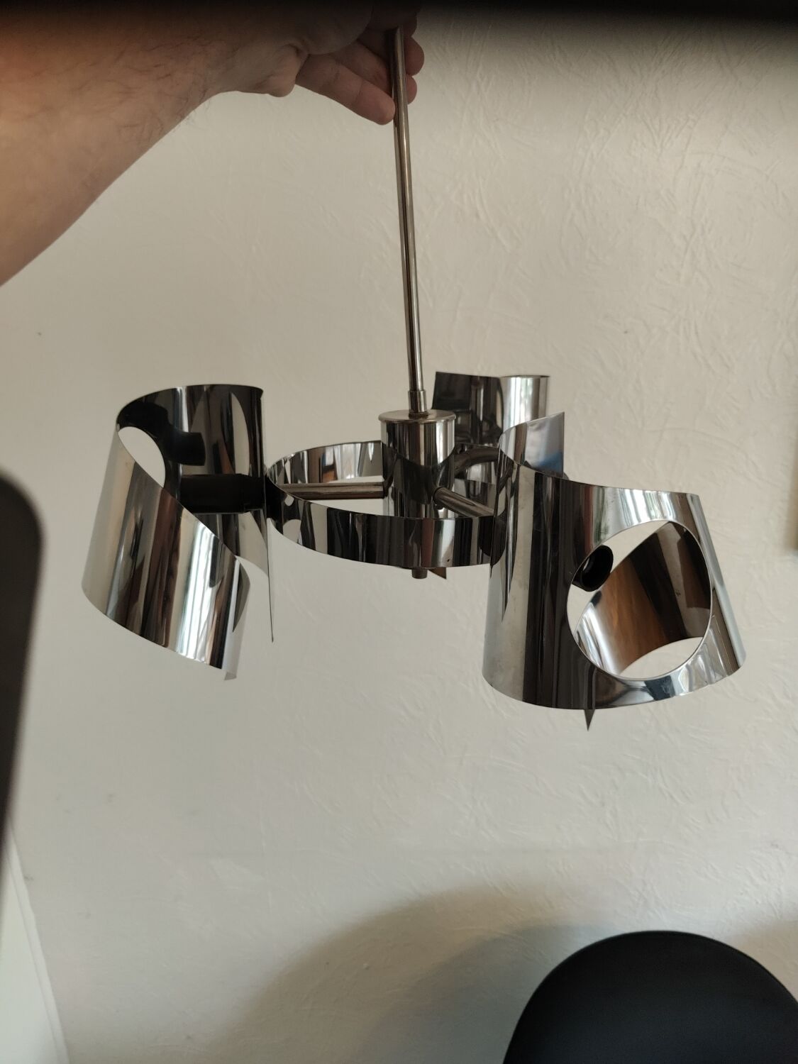 Space age chrome design chandelier suspension