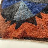 Tapis abstrait scandinave multicolore à poils hauts Rya, Suède, années 1960
