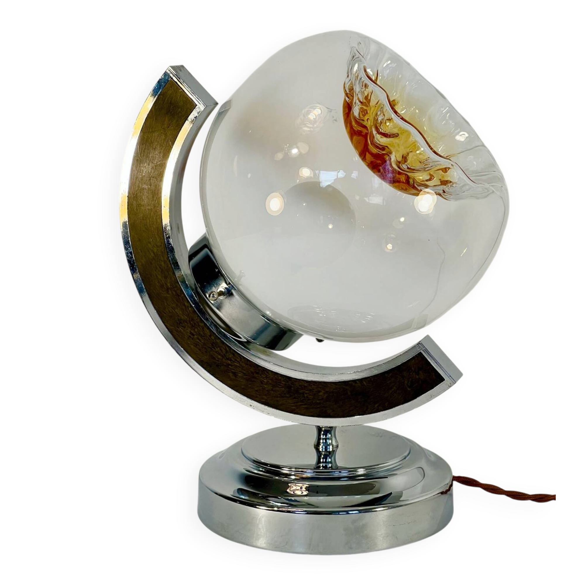 Table lamp with large Murano globe from the 1970s.
