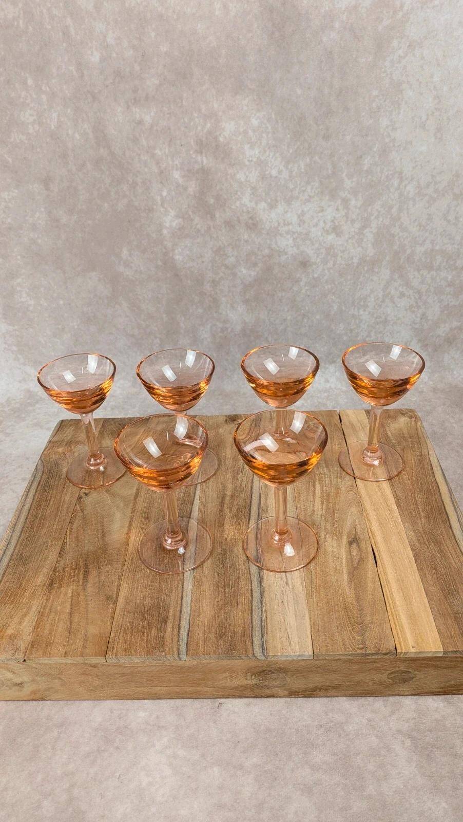 Plateau Portieux pink + 6 matching glasses