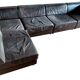 Canapé modulable De Sede DS76 en cuir noir (5 modules)