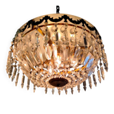 Glass and brass basket ceiling light - mid 20th century.