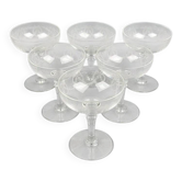 Set of 6 engraved crystal champagne glasses, lot no. 1