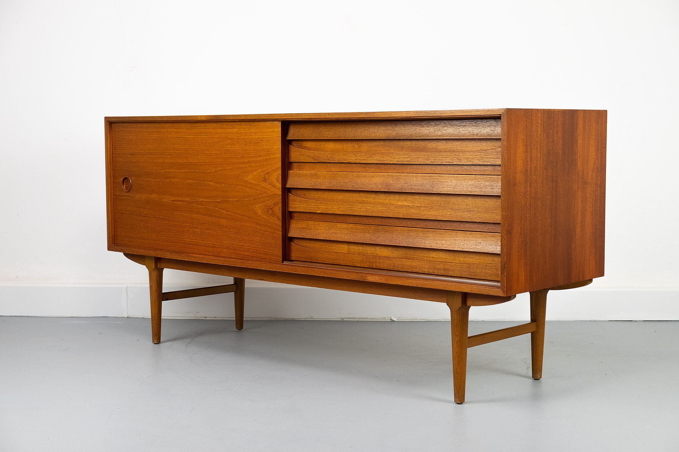 Vintage Sideboard in Teak with sliding door and drawers, 1960s