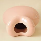 Paire de vases "bonbons" en céramique rose, jaune et vert