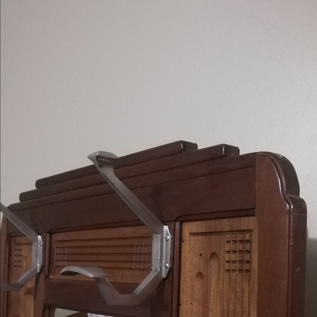 Art Deco cloakroom rack in stained oak