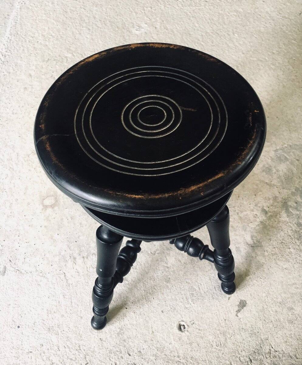 Early 20th Century Black Stained Piano Stool, 1890s