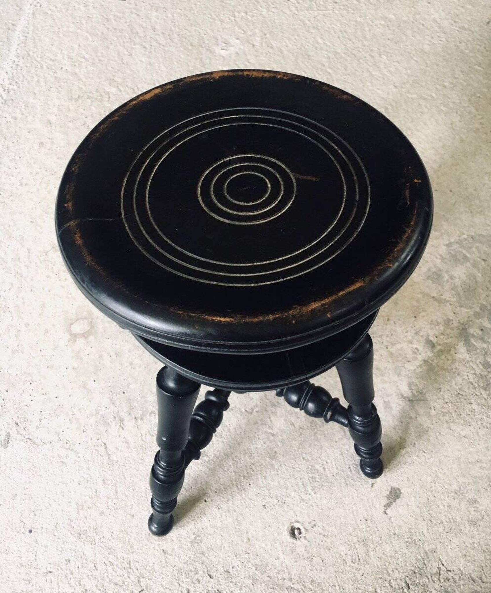 Early 20th Century Black Stained Piano Stool, 1890s