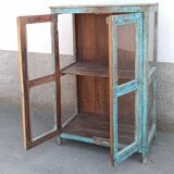 Old blue wooden display case