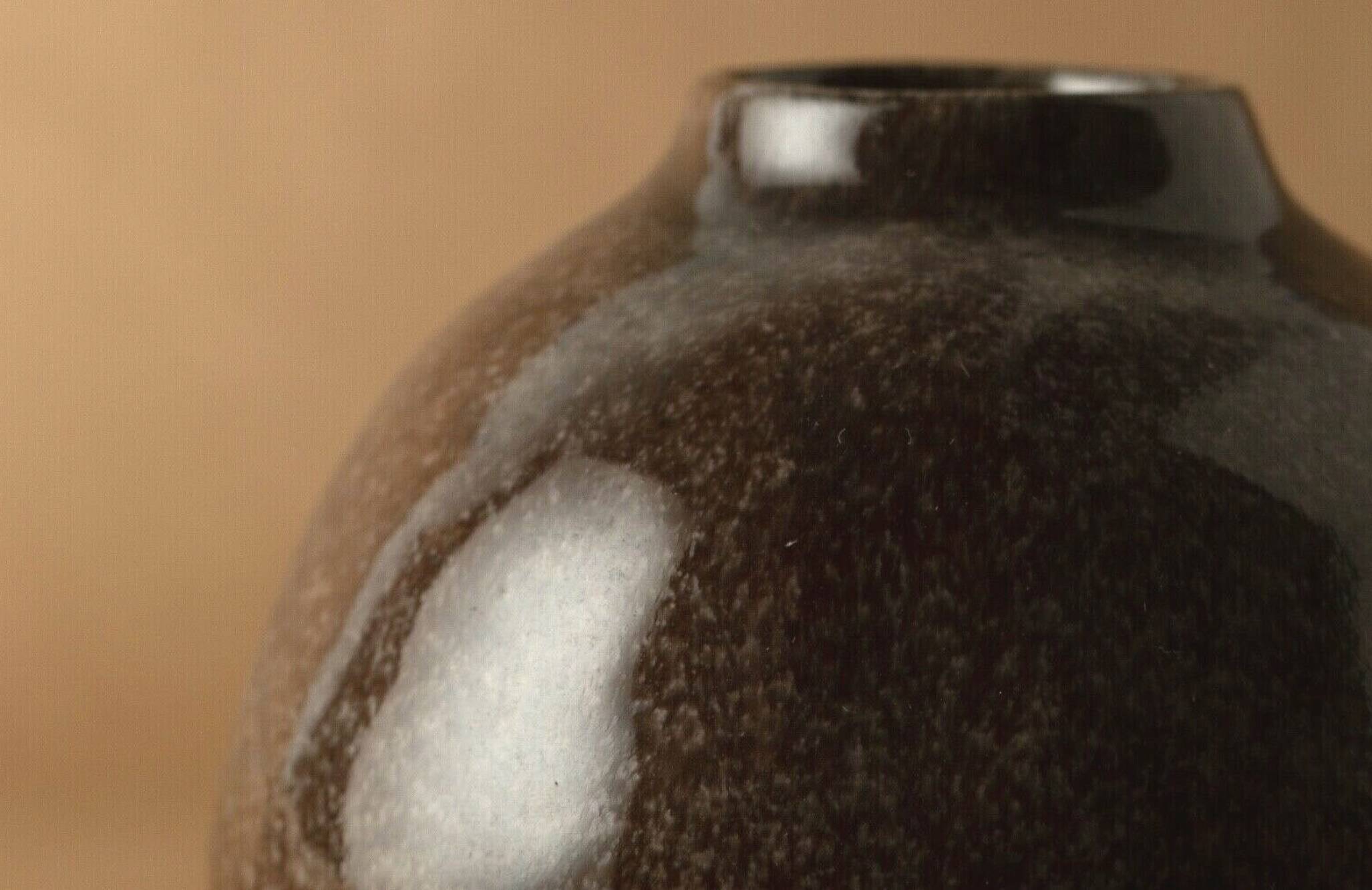 Vase soliflore stoneware antique enamelled brown coconut vintage 1976