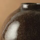 Vase soliflore stoneware antique enamelled brown coconut vintage 1976