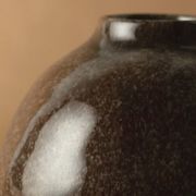 Vase soliflore grès chiné émaillé brun noix de coco vintage 1976
