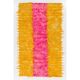 New Hand-Knotted Shag Pile Tulu Rug in Hot Pink and Yellow, 100% Mohair Wool
