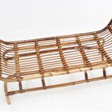 Mid century rattan benches, set of 2