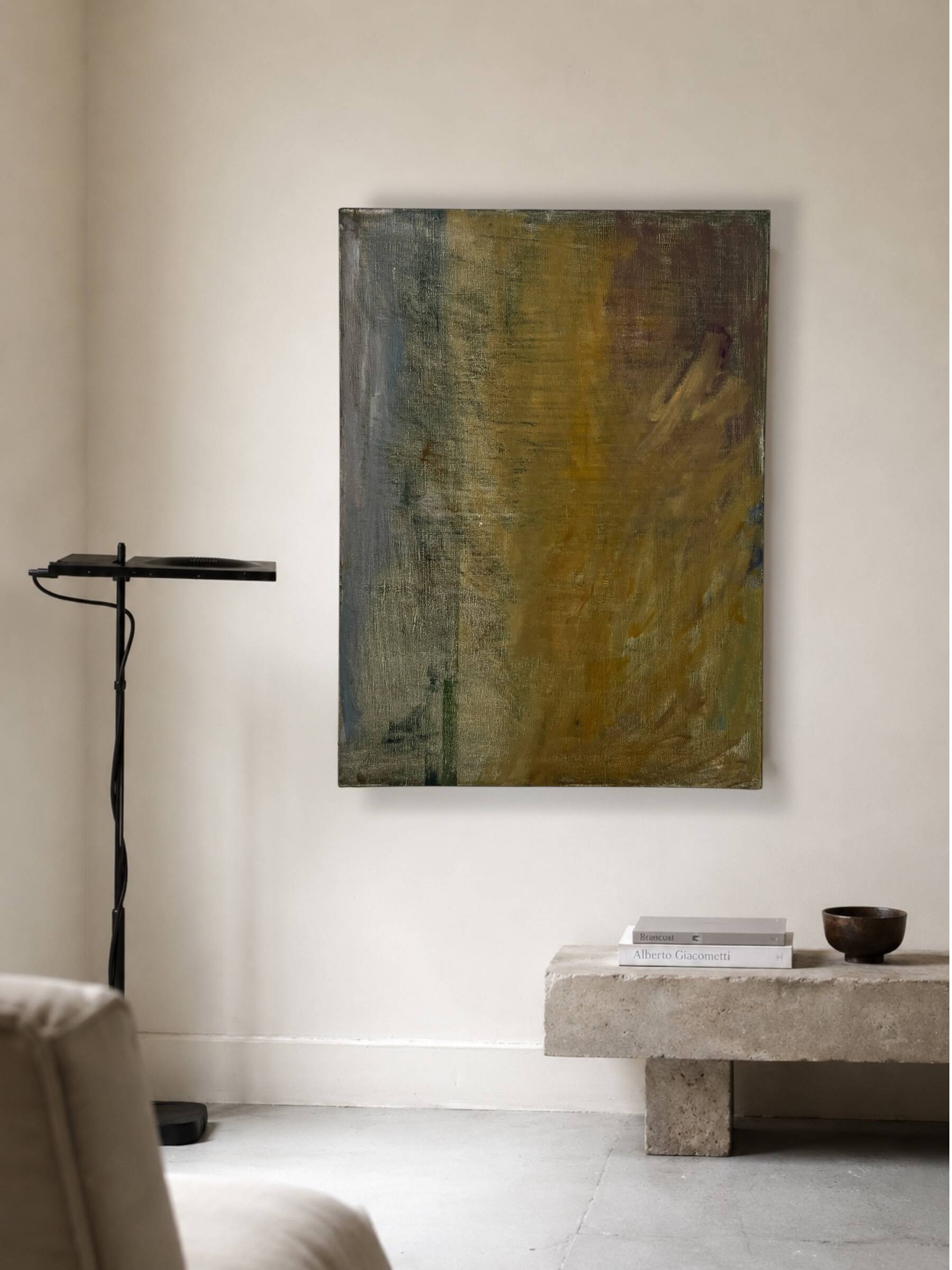 Tableau abstrait sur toile, technique mixte vers 1970