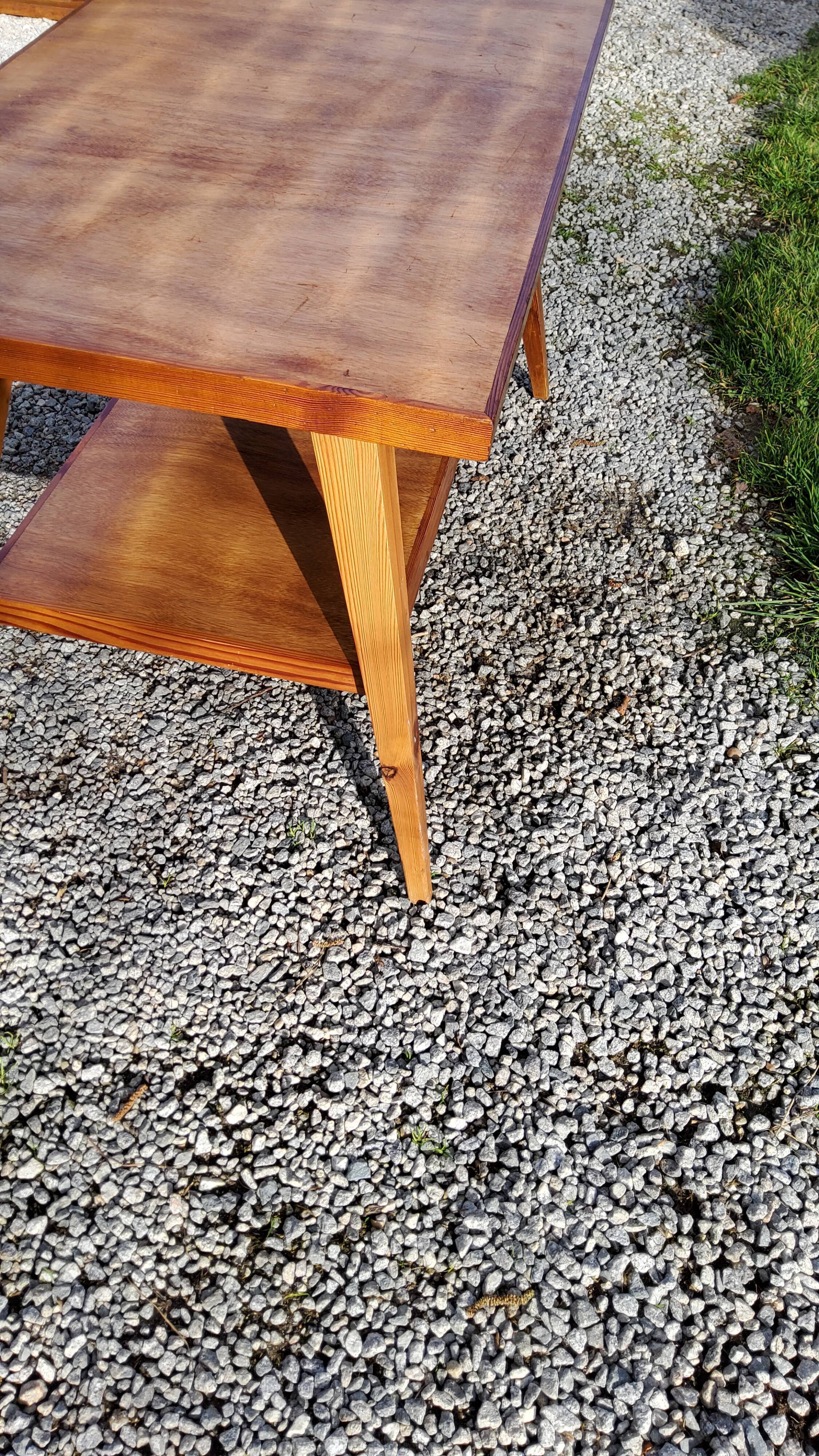 Coffee table of the 50s feet compass double wooden tops