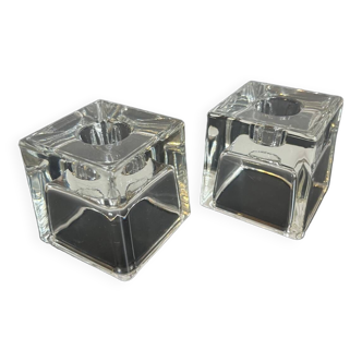 Pair of Ice Cube Dansk conical candle holders