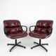 Paire de Fauteuils Executive Charles Pollock Knoll Cuir Bordeau