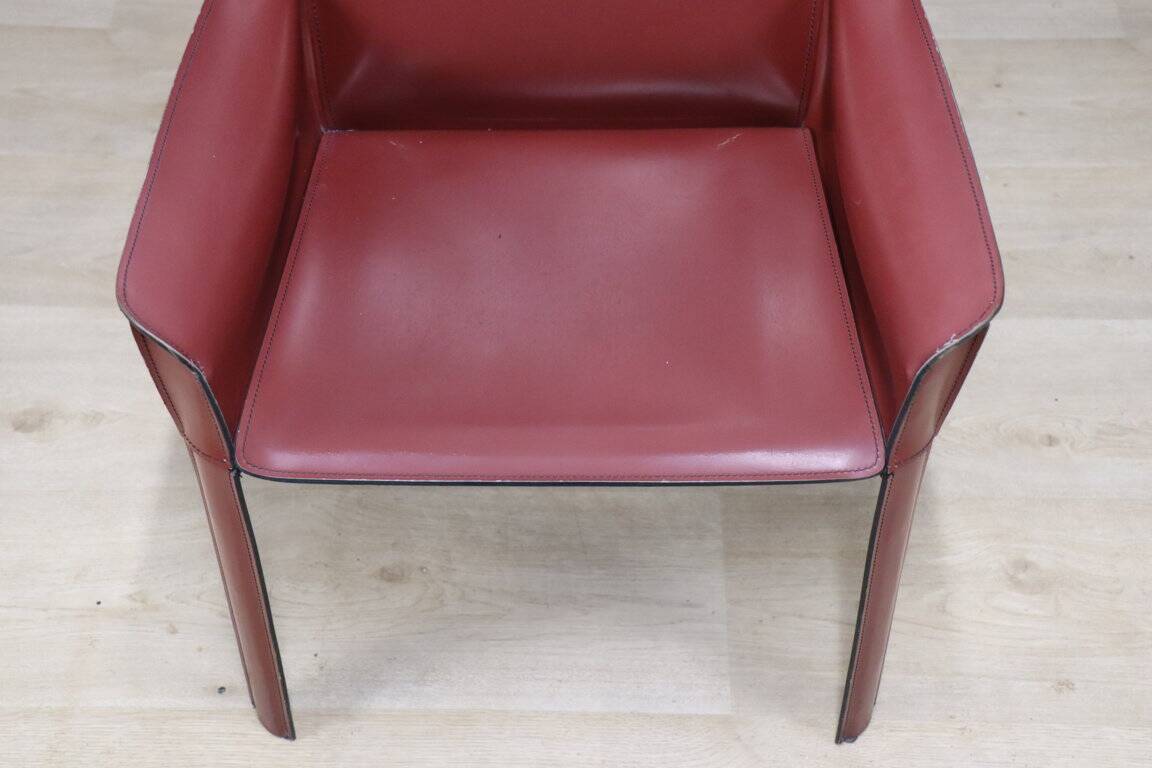 Vintage De Couro leather upholstered armchair, 1980s