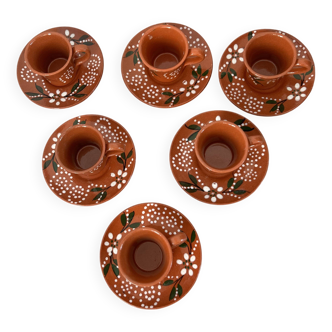 6 João Vale Terracotta Coffee Cups and Plates